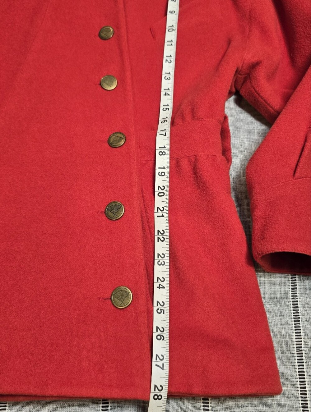 Vintage 80s Karl Lagerfeld France Red 100% Wool Coat Jacket Women's 38 ( Small) - Picture 7 of 16